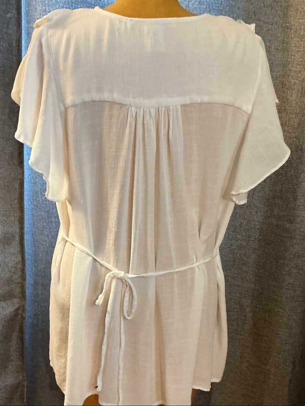 American Rag Cream Ruffle Tie-Front Blouse - Picture 3 of 4